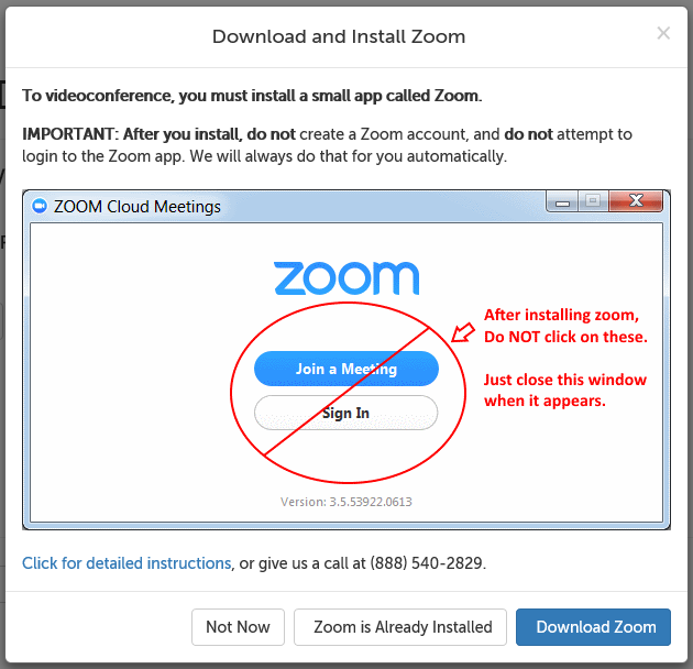 Download and Install Zoom message