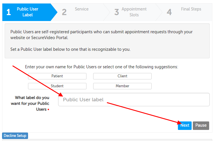 Public User Label Step